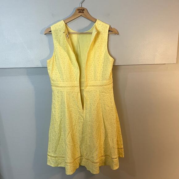 Calvin Klein Yellow Eyelet Detail Lace A-Line Cocktail Dress Women's SZ 8P EUC - Picture 10 of 12
